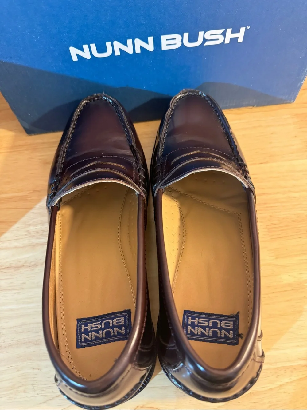 Nunn Bush Men’s Burgundy Oxblood Leather Penny Loafers Size 8W